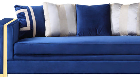 Lawrence Modern Style Navy Sofa With Gold Finish | Cosmos