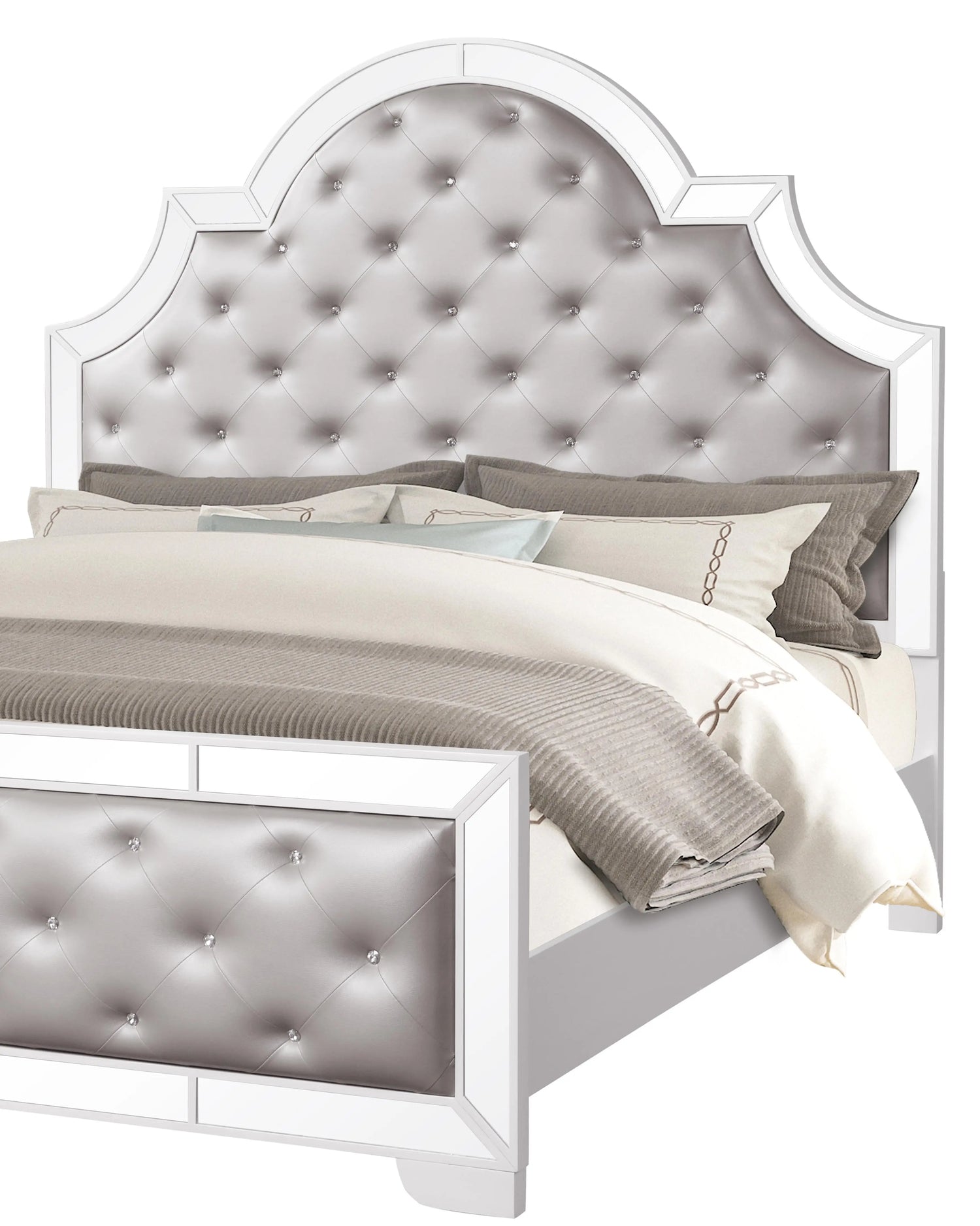 Grand Gloria Contemporary Style Queen Bed in White finish Wood - Home Elegance USA