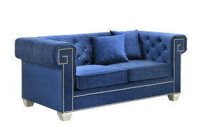 Clover Modern Style Blue Loveseat With Steel Legs | Cosmos