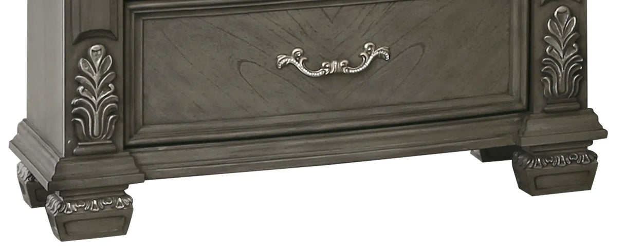 Silvy Transitional Style Nightstand in Gray finish Wood - Home Elegance USA