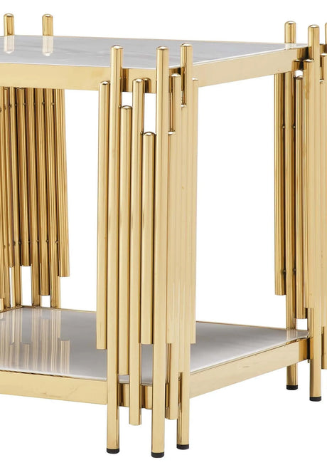 Jaden Modern Style Marble End Table With Metal Base | Cosmos