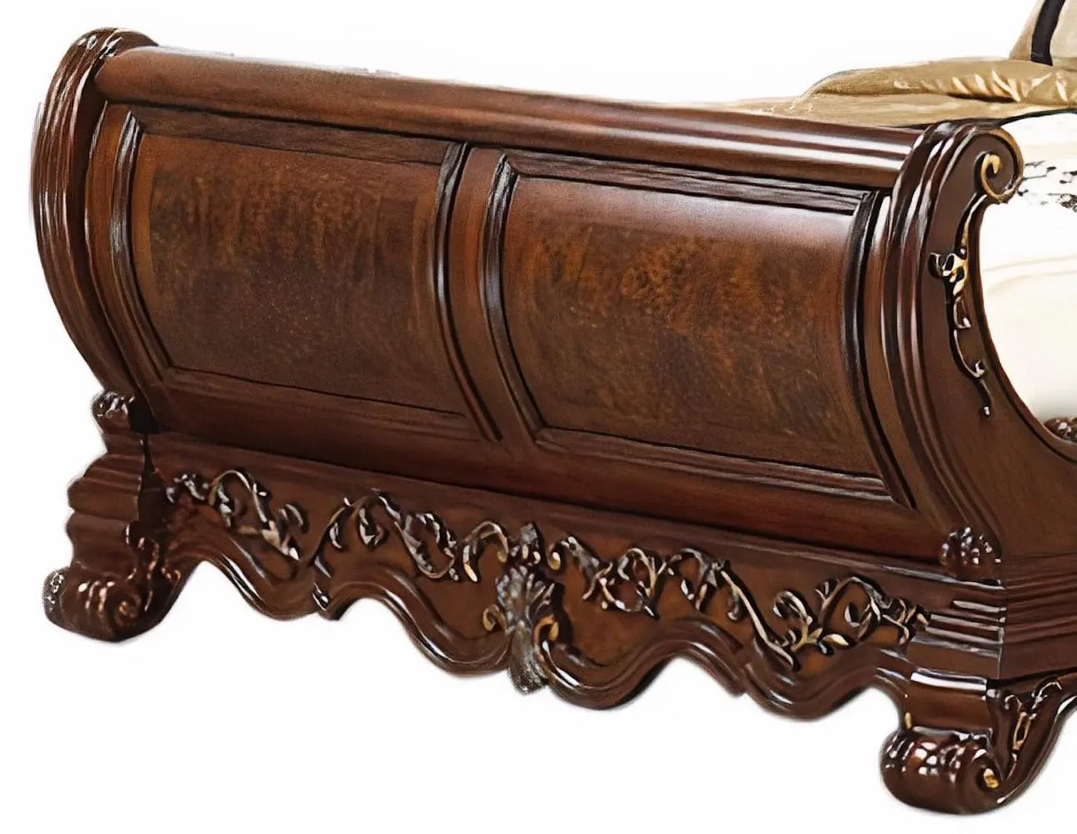 Cleopatra Traditional Style Queen Bed in Cherry finish Wood - Home Elegance USA