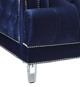 Kendel Blue Modern Style Navy Sofa with Acrylic Legs - Home Elegance USA