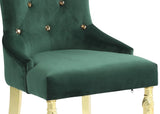 Queen Gold Modern Style Dining Chair in Green Velvet Fabric - Home Elegance USA