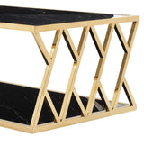 Leah Modern Style Marble Coffee Table with Metal Base - Home Elegance USA