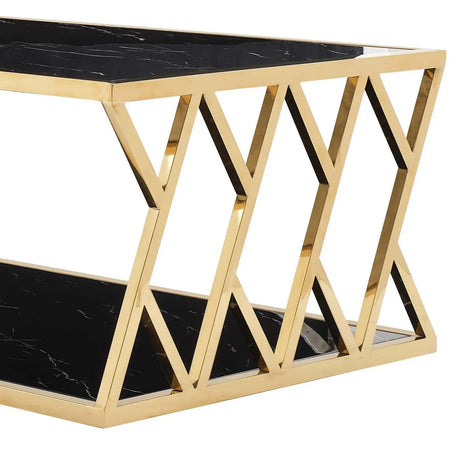 Leah Modern Style Marble Coffee Table With Metal Base | Cosmos