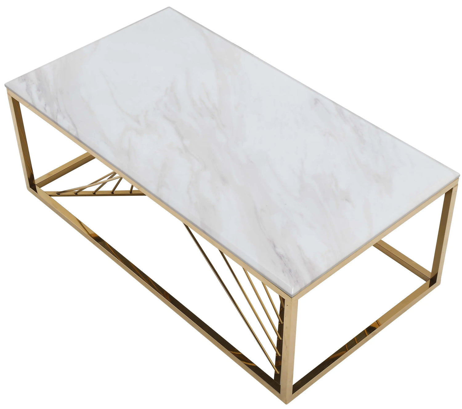 Samira Modern Style Marble Coffee Table with Metal Base - Home Elegance USA