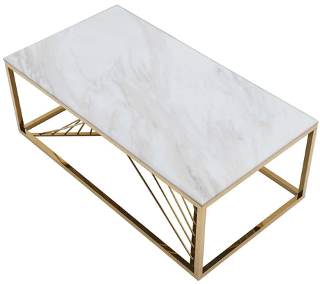 Samira Modern Style Marble Coffee Table With Metal Base | Cosmos