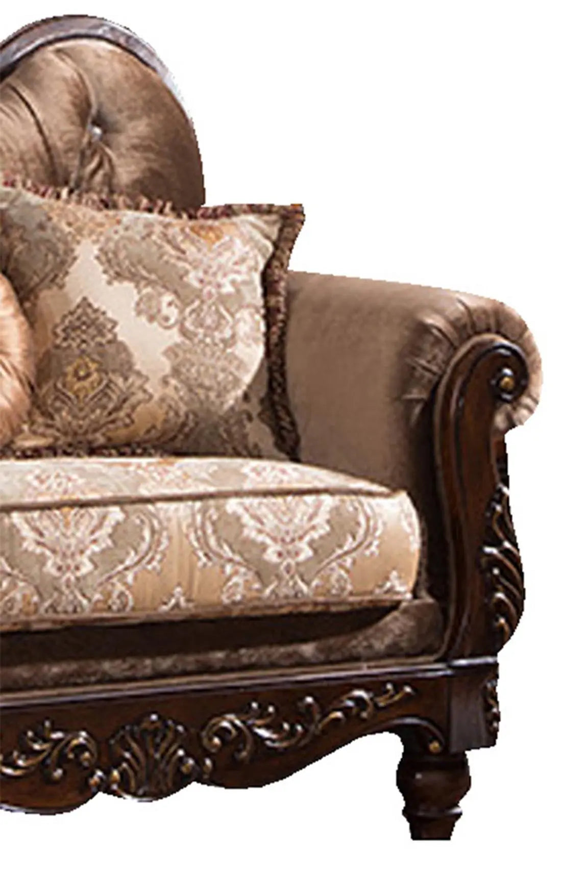 Zoya Traditional Style Sofa in Cherry finish Wood - Home Elegance USA