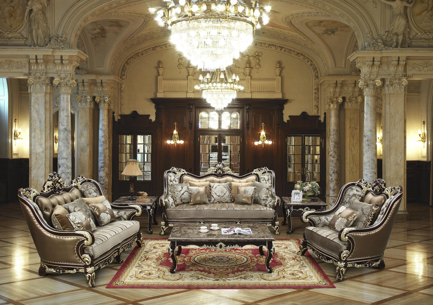 Monica Traditional Style Coffee Table in Cherry finish Wood - Home Elegance USA