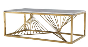 Samira Modern Style Marble Coffee Table With Metal Base | Cosmos