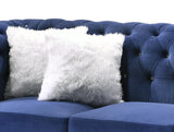 Maya Transitional Style Navy Loveseat with Espresso Legs - Home Elegance USA