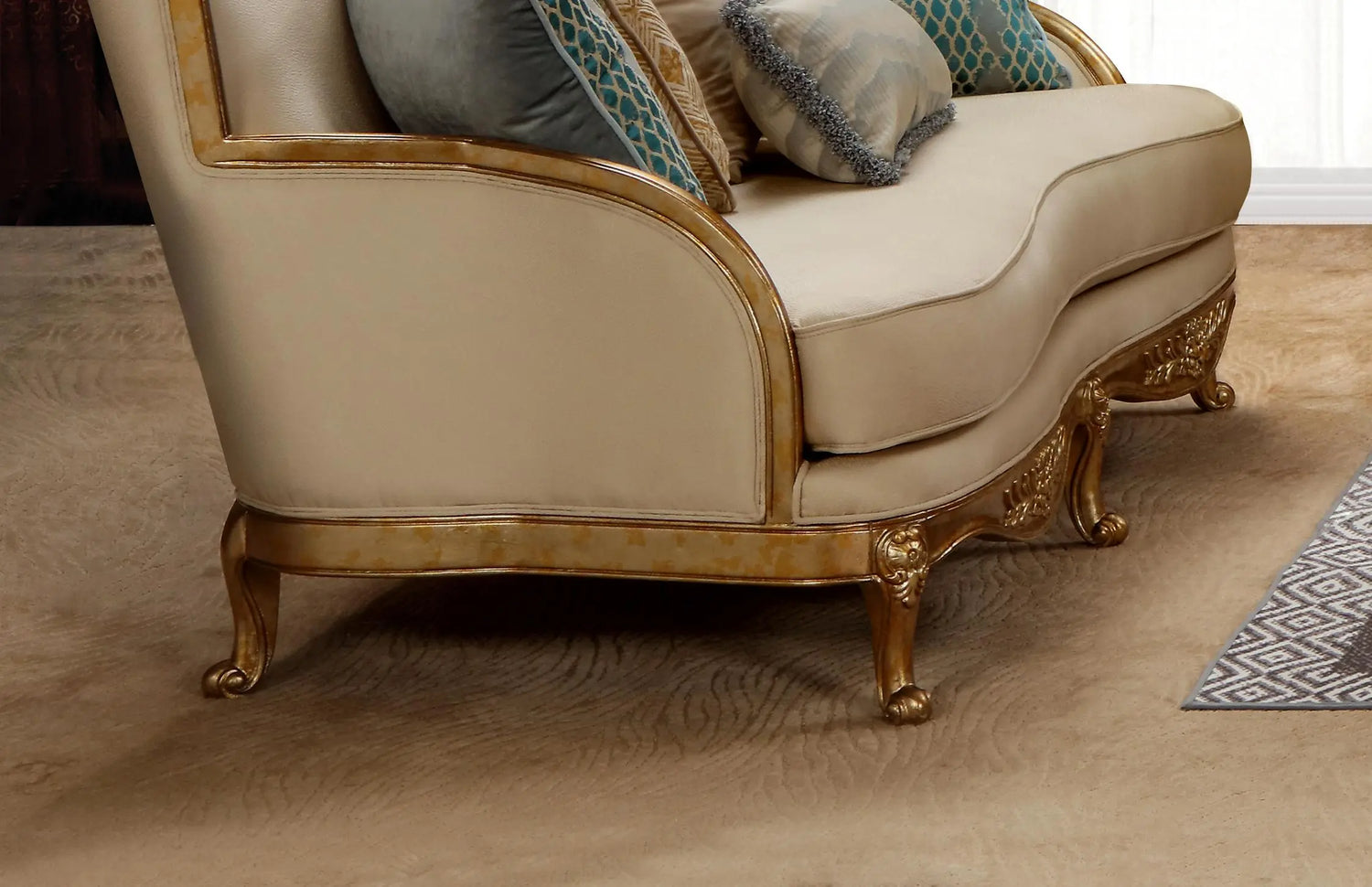 Majestic Transitional Style Loveseat in Gold finish Wood - Home Elegance USA