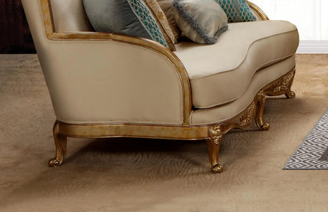 Majestic Transitional Style Loveseat In Gold Finish Wood | Cosmos