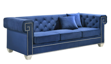 Clover Modern Style Blue Sofa with Steel Legs - Home Elegance USA