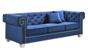 Clover Modern Style Blue Sofa With Steel Legs | Cosmos