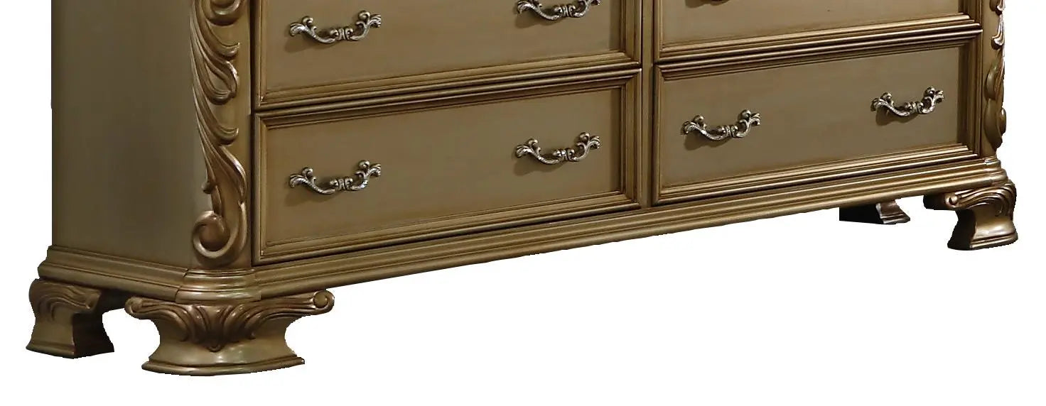 Miranda Transitional Style Dresser in Gold finish Wood - Home Elegance USA