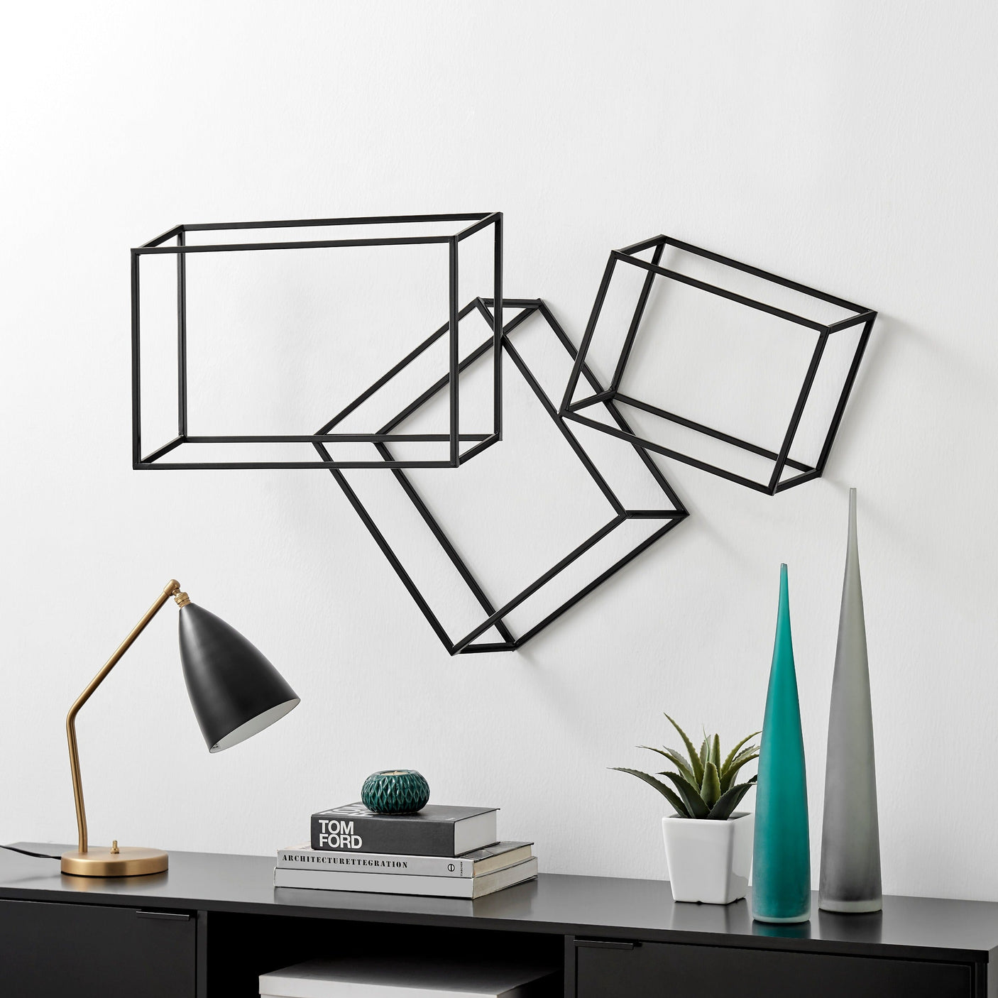 Cubic Metal Wall Sculpture // Matte Black - Home Elegance USA