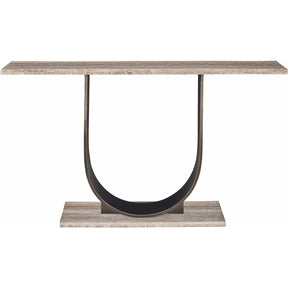 Equilibrium Console Gray Travertine & Bronze Accent | Universal