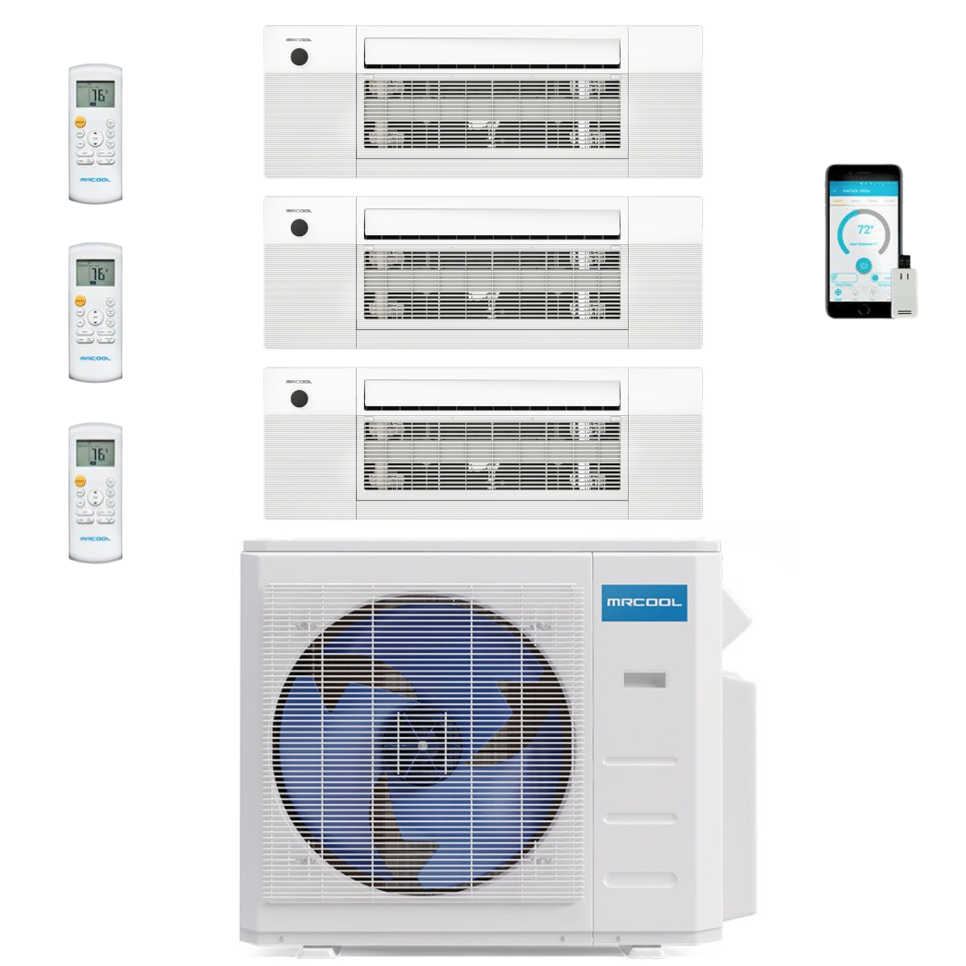 MRCOOL DIY Mini Split - 27,000 BTU 3 Zone Ceiling Cassette Ductless Air Conditioner and Heat Pump, DIY-BC-327HP090909 - Home Elegance USA