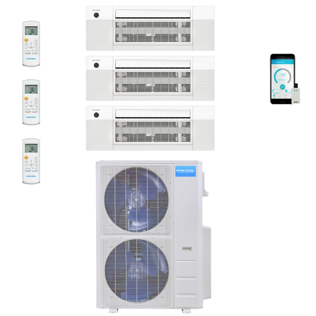 MRCOOL DIY Mini Split - 45,000 BTU 3 Zone Ceiling Cassette Ductless Air Conditioner and Heat Pump, DIY-BC-348HP091818 - Home Elegance USA