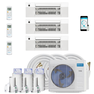 MRCOOL DIY Mini Split - 27,000 BTU 3 Zone Ceiling Cassette Ductless Air Conditioner and Heat Pump with 25 ft. Install Kit, DIY327HPC090909-25 - Home Elegance USA