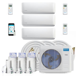 Mrcool Diy Mini Split - 42,000 Btu 3 Zone Ductless Air Conditioner And Heat Pump With 50 Ft. Install Kit, Diym336Hpw07C74