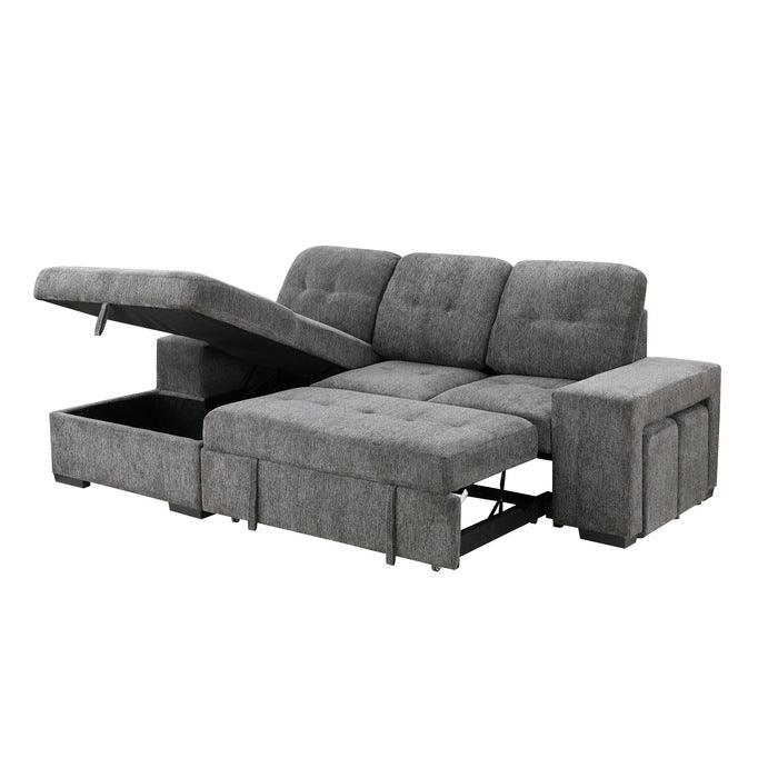 Dadeville 2 - Piece Sectional With Pull - Out Bed, Stools And Left Chaise With Hidden Storage | Home Elegance ÚSA