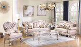 Daisy Traditional Sofa And Loveseat In Cream Wood Finish | Cosmos | Home Elegance USA