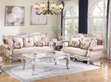 Daisy Traditional Sofa And Loveseat In Cream Wood Finish | Cosmos | Home Elegance USA