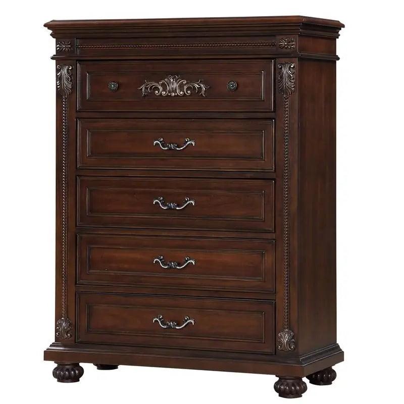 Destiny 6Pc Traditional Bedroom Set in Cherry Finish by Cosmos Furniture Cosmos Furniture