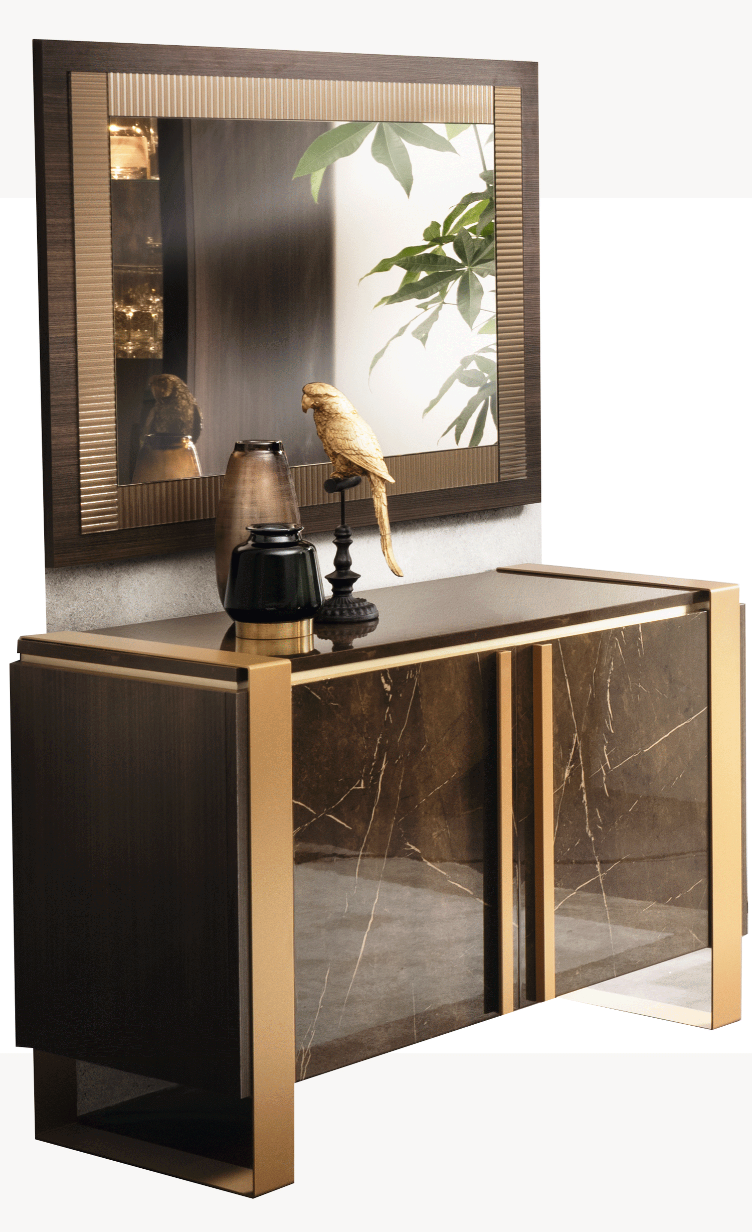 Esf Furniture - Essenza 2 Door Buffet With Small Mirror - Essenzabuffetmirror