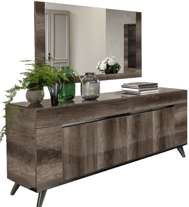 Esf Furniture - Medea 4 Door Buffet With Mirror - Medeabuffetmirror