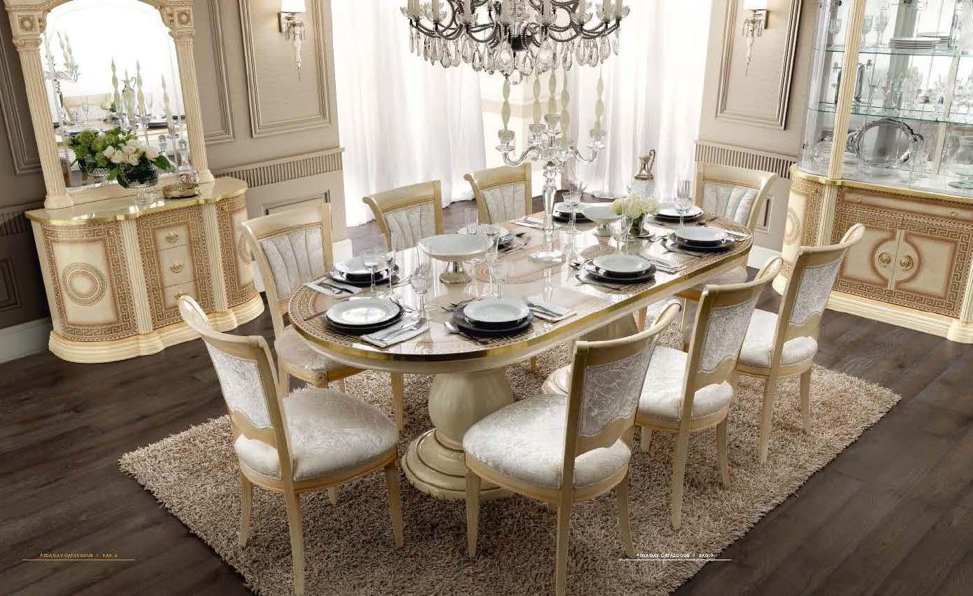 Aida Dining Table With 18" Ext. - Aidatableivory | ESF | Home Elegance USA