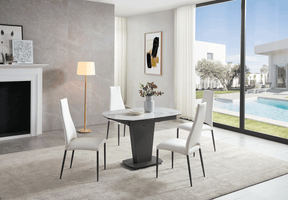 Extravaganza 2417 Marble Table White With 3405 White Chairs - 2417-3405-4Chair | ESF