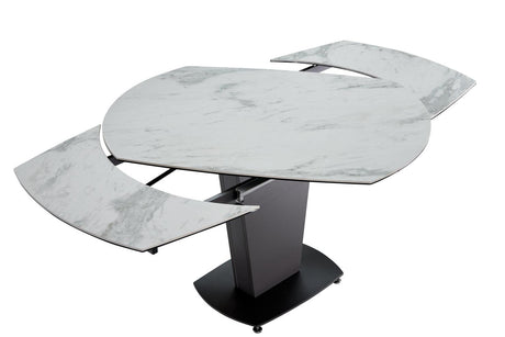 Extravaganza 2417 Marble Table White With 3405 White Chairs - 2417-3405-6Chair | ESF