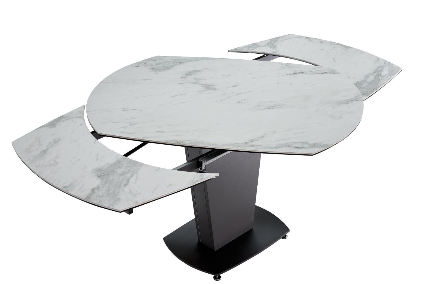 Esf Furniture - Extravaganza 2417 Marble Table White With 3405 White Chairs - 2417-3405-4Chair