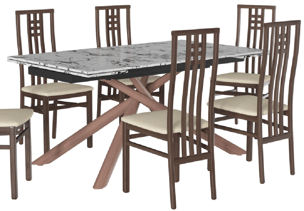 Esf Furniture - Extravaganza 9063 Dining Table With Scala Chairs - 9063-Scala-4Chair