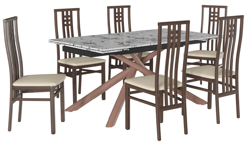 Esf Furniture - Extravaganza 9063 Dining Table With Scala Chairs - 9063-Scala-6Chair