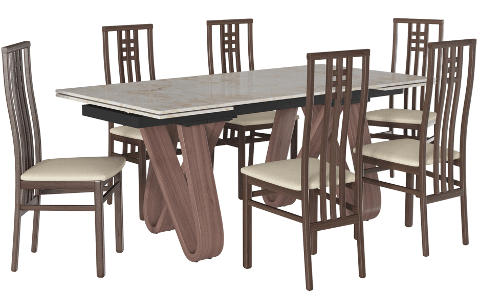 Esf Furniture - Extravaganza 9086 Dining Table With Scala Chairs - 9086-Scala-4Chair
