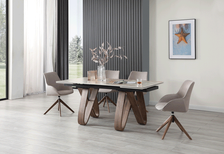 Esf Furniture - Extravaganza 9086 Dining Table With 1327 Swivel Chairs - 9086Table-1327-4Chair