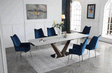 9188 Dining Table With 1218 Swivel Blue Chairs - 9188-1218-6Bluechair | ESF