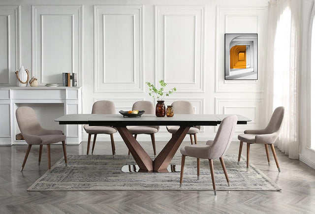 9188 Dining Table With 1287 Dining Chairs - 9188 - 1287 - 7Set | ESF | Home Elegance USA