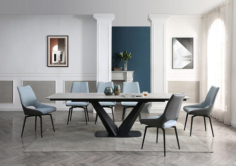 9189 Dining Table With 1239 Swivel Blue Chairs - 9189 - 1239 - 4Bluechair | ESF | Home Elegance USA