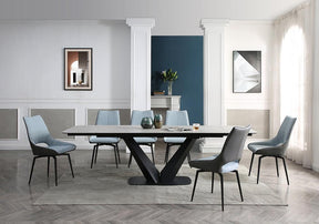 9189 Dining Table With 1239 Swivel Blue Chairs - 9189-1239-6Bluechair | ESF