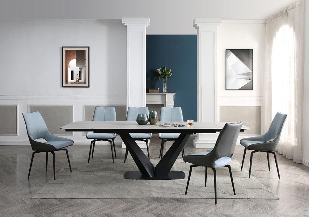 9189 Dining Table With 1239 Swivel Blue Chairs - 9189 - 1239 - 8Bluechair | ESF | Home Elegance USA