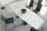 Esf Furniture - Extravaganza 152 Marble Dining Table With 196 Grey Chairs - 152Diningtable-196-6Chair