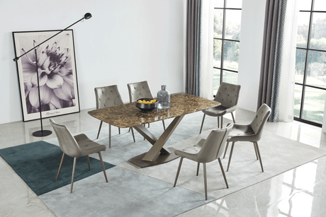 Esf Furniture - Extravaganza 311 Marble Dining Table With 137 Chairs - 311-137-6Chair