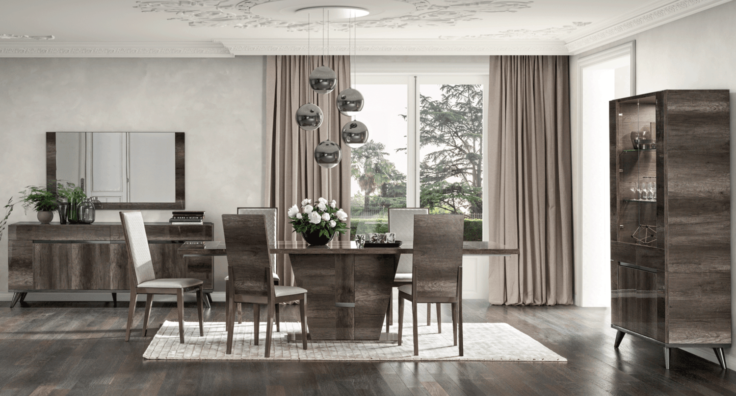 Esf Furniture - Medea 10 Piece Dining Table Set In Oak - Medea-10Set-6Chair