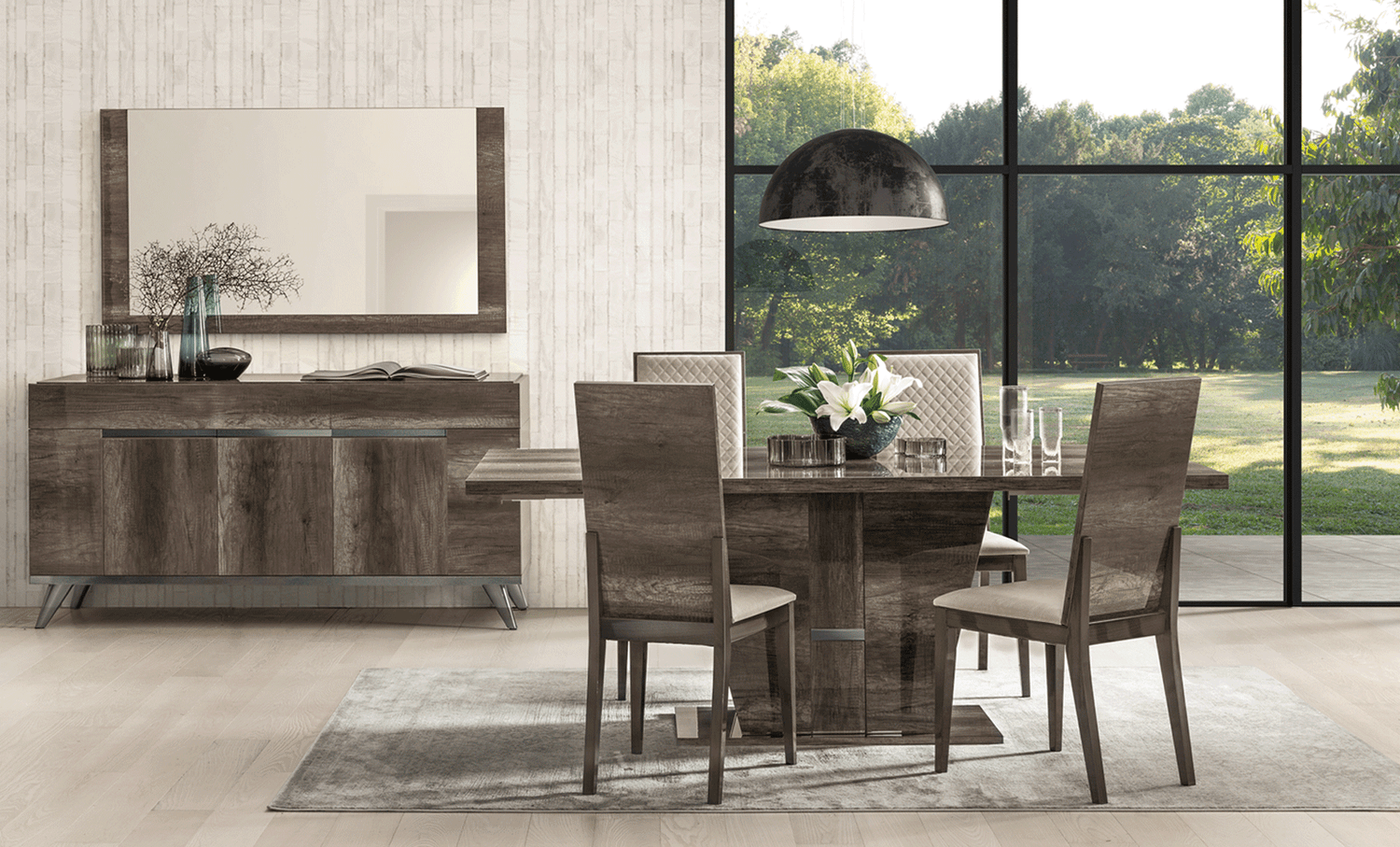 Esf Furniture - Medea 8 Piece Dining Table Set In Oak - Medea-8Set-4Chair